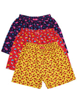 Kids innerwear multipack with colorful fruit and cupcake prints on shorts