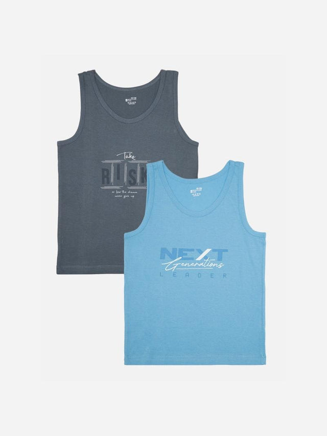 Boys 100% Cotton Vest Round Neck Sleeveless Pack of 2 - Bodycare