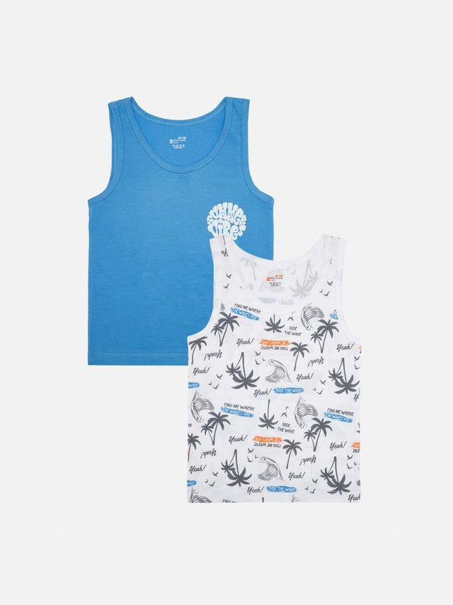 Boys 100% Cotton Vest Round Neck Sleeveless Pack of 2 - Bodycare