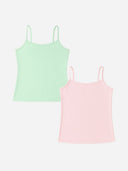 Girls 100% Cotton Vest Sleeveless Stretch Pack of 2 - Bodycare