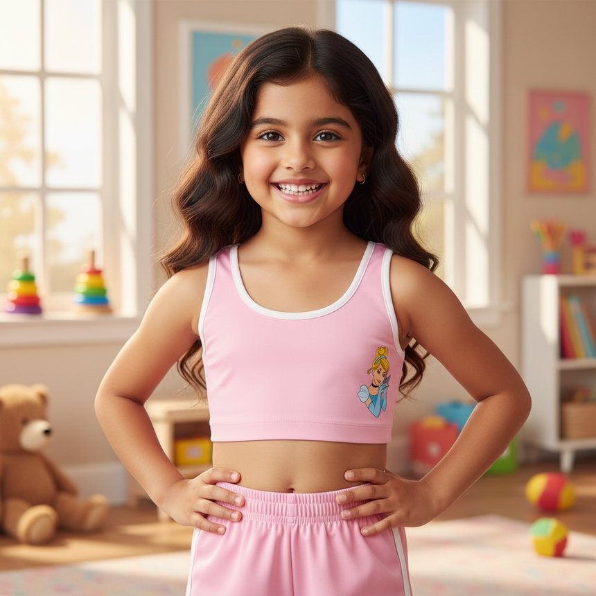 Bodycare Princess All Girls Crop Top Round Neck Sleeveless Solid Pack Of 2 - Assorted