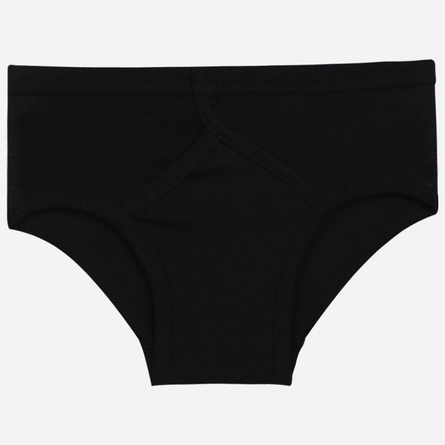 Black cotton kids underwear boyshorts, soft fabric, comfortable fit, front view