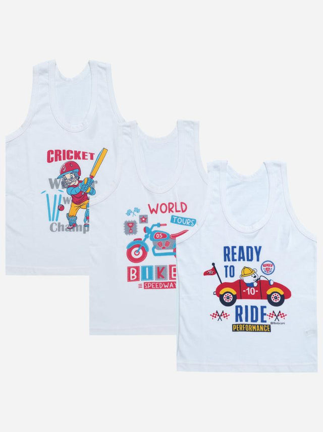 Boys Vest Round Neck Sleeveless Pack of 3 - Bodycare