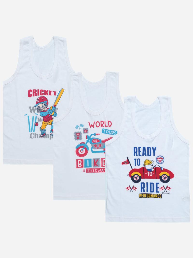Bodycare Boys Vest Round Neck Sleeveless Solid Pack Of 3