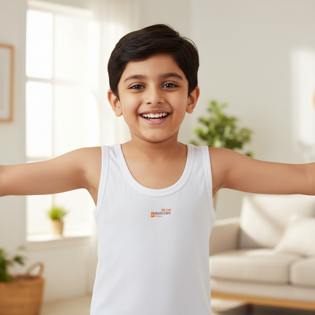 Bodycare Boys Vest Round Neck Sleeveless Pack Of 2 - White