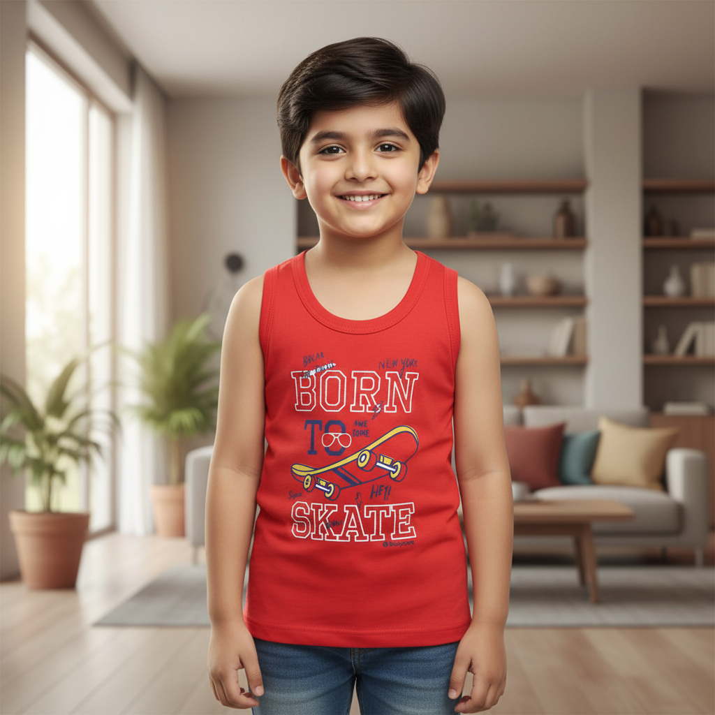 Boys Vest Round Neck Sleeveless Pack of 6 - Bodycare