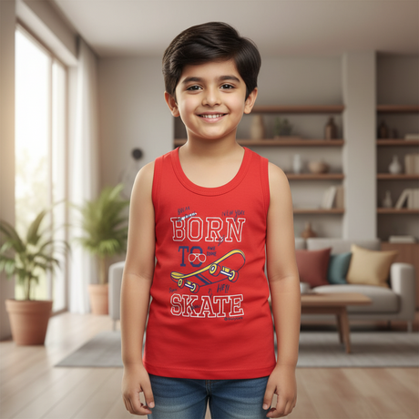 Bodycare Boys Cotton Vest Round Neck Sleeveless Solid Pack Of 6