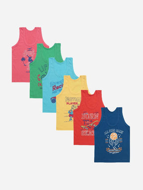 Boys Vest Round Neck Sleeveless Pack of 6 - Bodycare