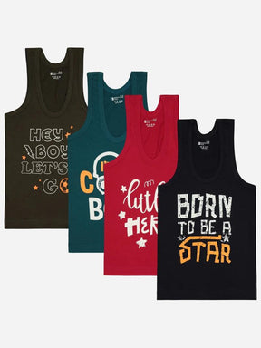 Boys 100% Cotton Vest Round Neck Sleeveless Pack of 4 - Bodycare