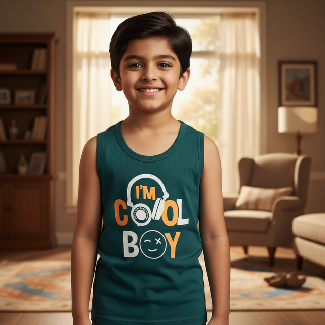 Boys 100% Cotton Vest Round Neck Sleeveless Pack of 4 - Bodycare