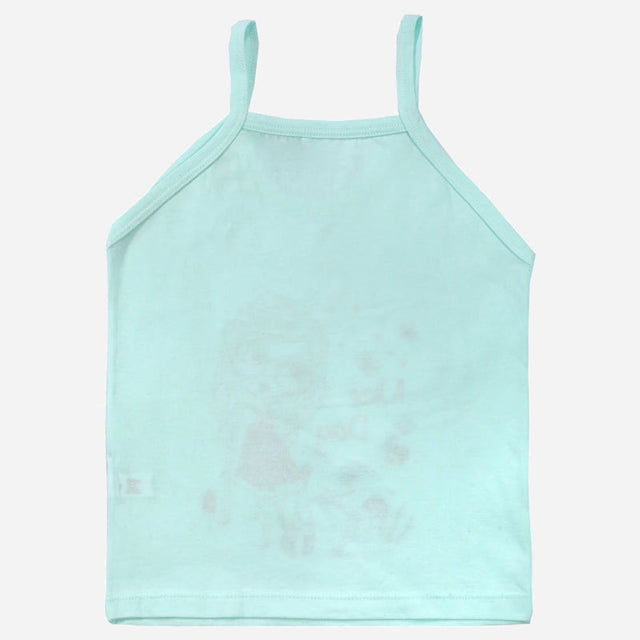 Light blue kids camisole with thin shoulder straps on white background