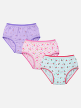 Girls Innerwear Panty Top Elastic Printed for Everyday Comfort, Easy Fit and Kids Innerwear Essentials - Pack of 3