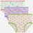 Girls' innerwear multipack with polka dots, floral, and stars prints in pastel colors