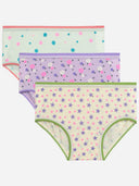 Girls' innerwear multipack with polka dots, floral, and stars prints in pastel colors