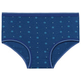 Blue girls' cotton brief with small floral print, comfortable kids innerwear