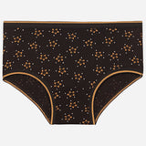 Girls' black cotton underwear with orange floral print, soft and comfortable fit