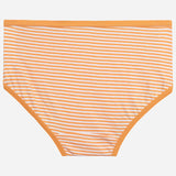 Orange and white striped kids' innerwear brief with soft, comfortable fabric on white background.