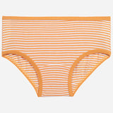 Orange and white striped girls' underwear with soft elastic waistband and leg openings