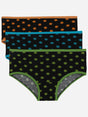 Set of three kids' black polka dot underwear with colorful waistbands and trims