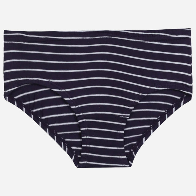 Navy blue striped kids underwear with white horizontal lines, soft cotton innerwear