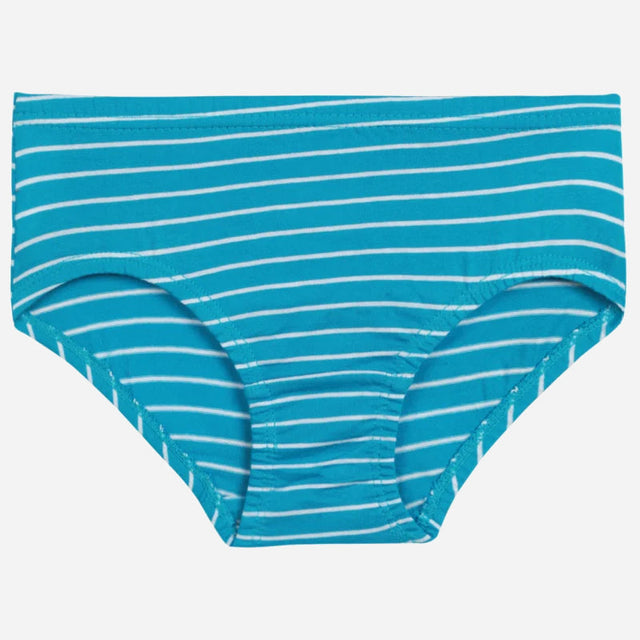 Blue and white striped kids underwear, soft cotton, comfortable fit, front view