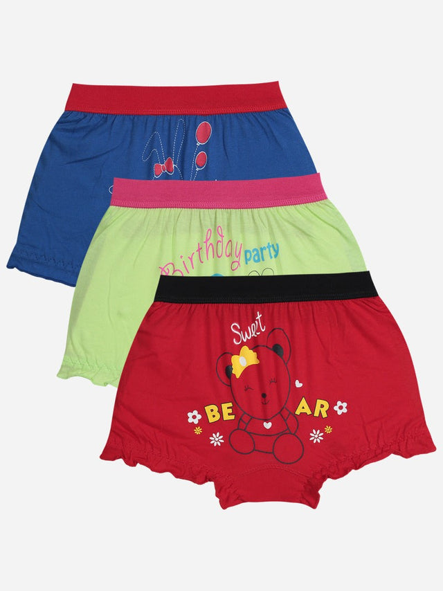 Kids innerwear multipack with colorful prints, featuring bear and birthday designs