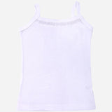 White kids camisole with thin shoulder straps, soft cotton innerwear, front view