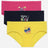 Kids cotton underwear multipack in pink, navy, and yellow with playful prints