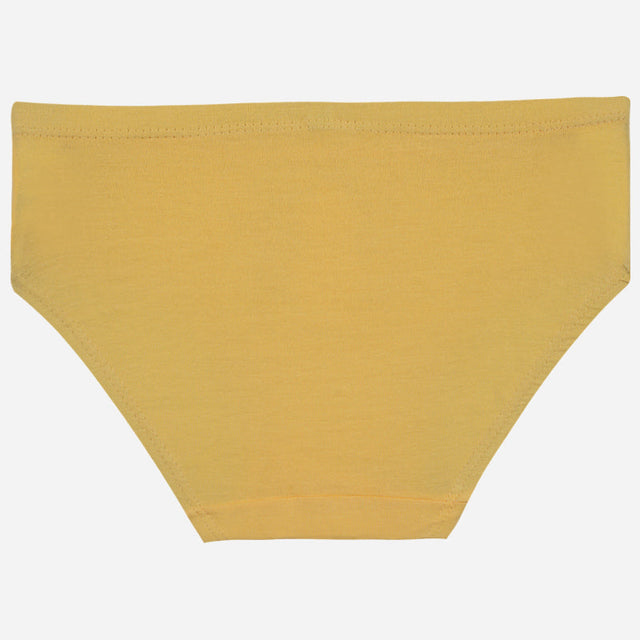Yellow cotton kids underwear brief front view on white background