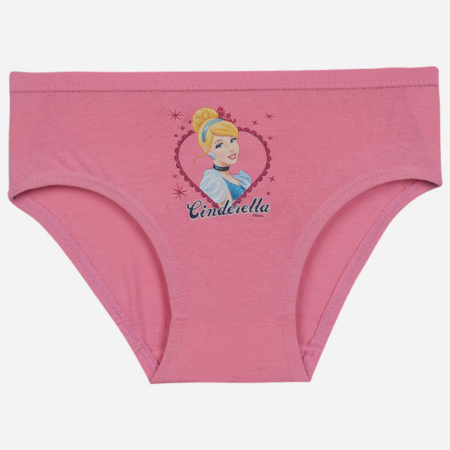 Pink girls' cotton underwear with Cinderella princess print on front