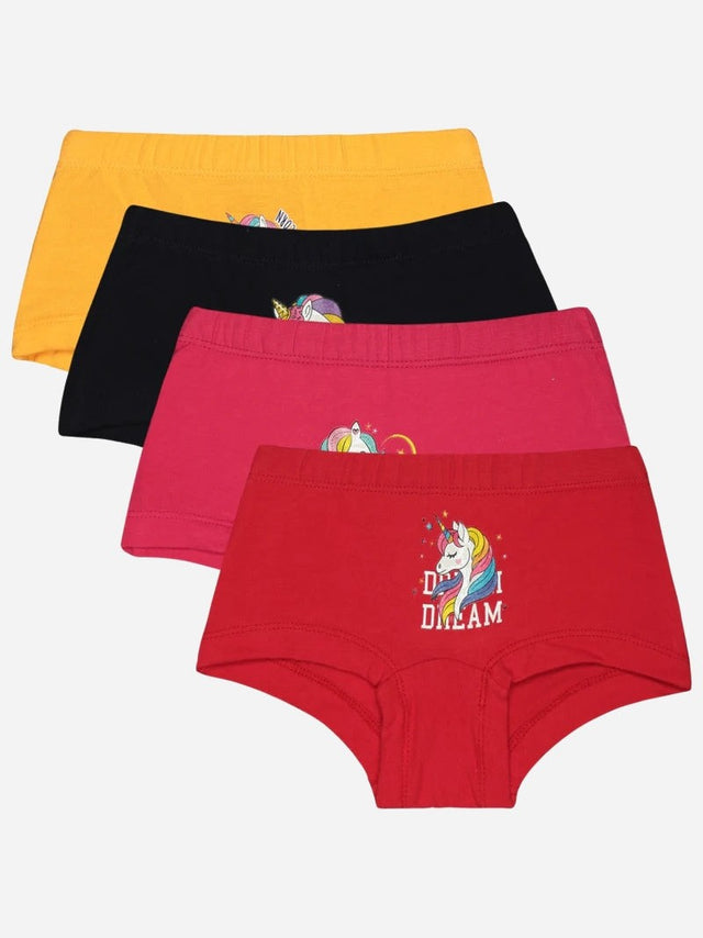 Girls Cotton Spandex Boyshorts Inner Elastic Pack of 4 - Bodycare