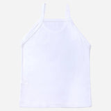 White cotton girls camisole innerwear with thin shoulder straps on plain background