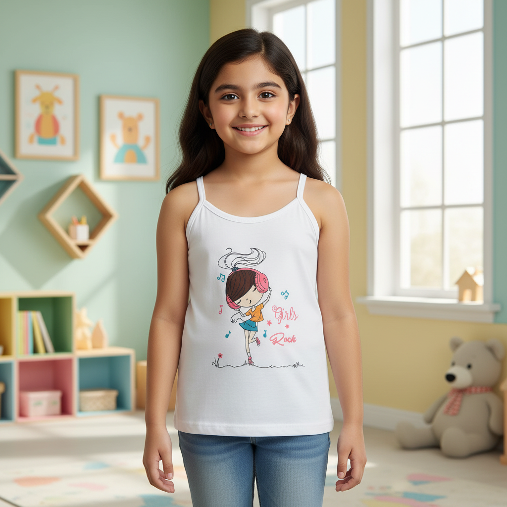 Girls Vest Dori Neck Sleeveless Pack of 3 - Bodycare