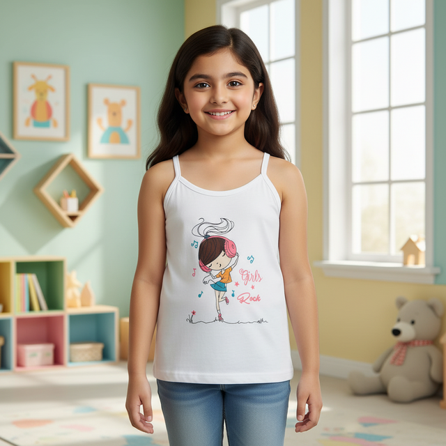 Girls Vest Dori Neck Sleeveless Pack of 3 - Bodycare