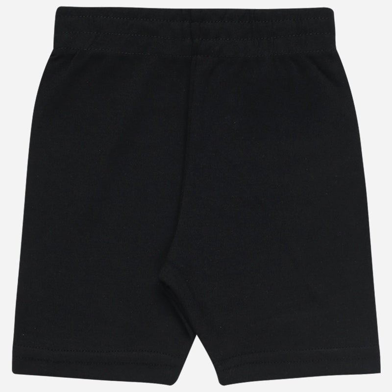 Black kids innerwear shorts with elastic waistband, soft cotton fabric, plain design