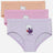 Set of three striped girls' innerwear briefs in pastel colors with cute bear print.