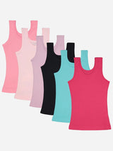 Bodycare Girls Round Neck Sleeveless Vest Pack Of 6