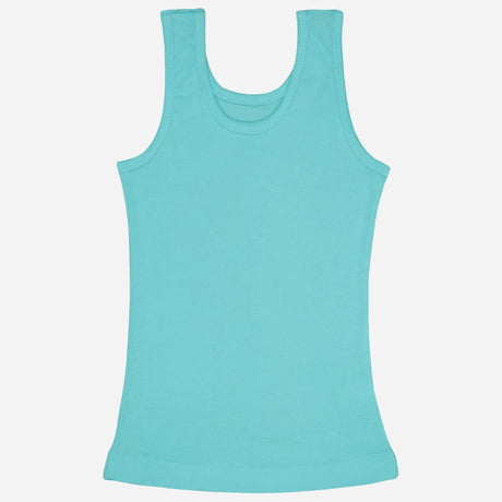 Girls Cotton Rib Vest Round Neck Sleeveless Pack of 6
