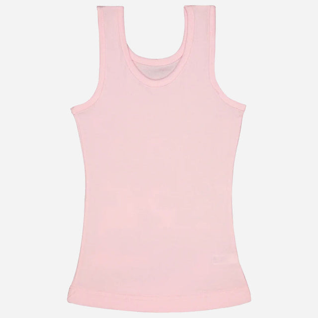 Girls Cotton Rib Vest Round Neck Sleeveless Pack of 6 - Bodycare