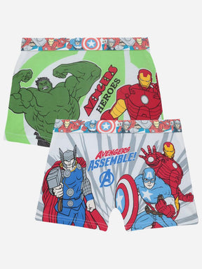 Kids boxer briefs multipack with Avengers superhero print, Hulk, Iron Man, Thor, Captain America.