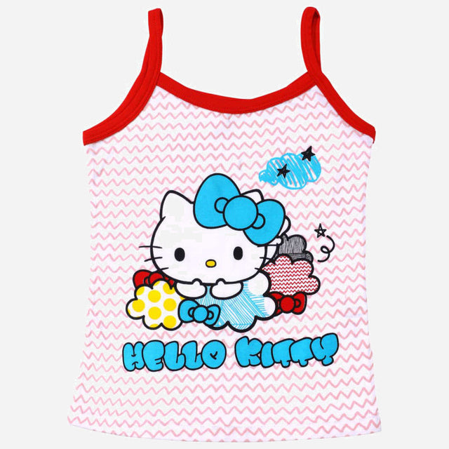 Girls Hello Kitty 100% Cotton Camisole Innerwear Vest with Sleeveless Comfort for Everyday Essentials - Pack of 4