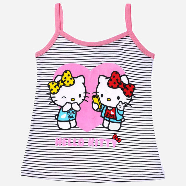Girls Hello Kitty 100% Cotton Camisole Innerwear Vest with Sleeveless Comfort for Everyday Essentials - Pack of 4