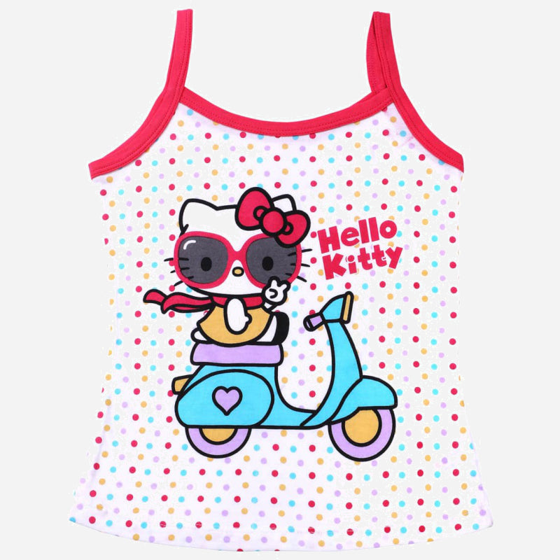 Girls Hello Kitty 100% Cotton Dori Neck Innerwear Vest with Sleeveless Comfort for Everyday Essentials - Pack of 4