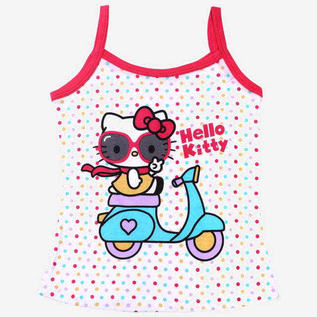 Girls Hello Kitty 100% Cotton Camisole Innerwear Vest with Sleeveless Comfort for Everyday Essentials - Pack of 4