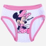 Girls' white and pink polka dot underwear with cartoon mouse character print