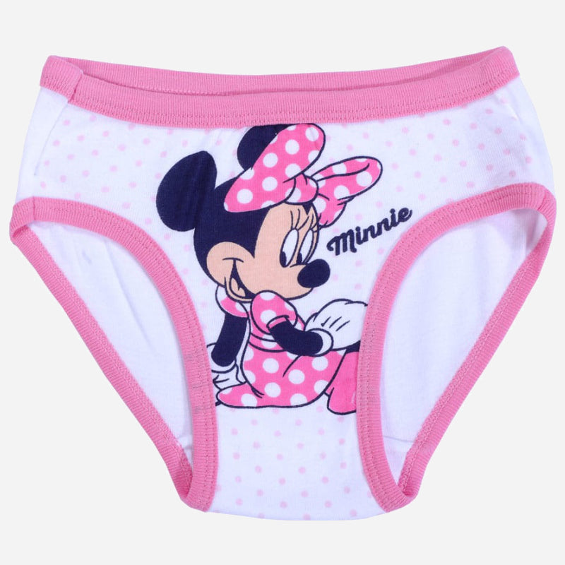 Girls' white and pink polka dot underwear with cartoon mouse character print