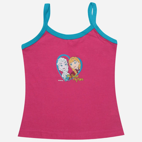 Bodycare Frozen Girls Vest Dori Neck Sleeveless Solid Pack Of 3