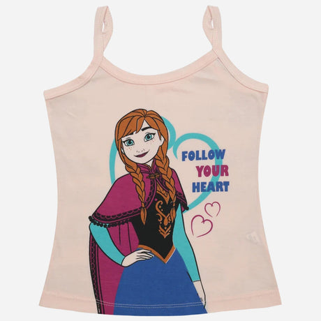 Bodycare Frozen Girls Vest Dori Neck Sleeveless Solid Pack Of 3