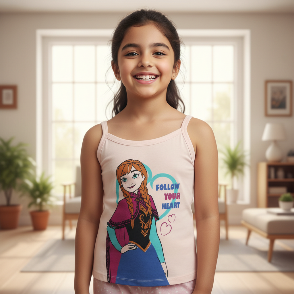 Girls Frozen Vest Dori Neck Sleeveless Pack of 3 - Bodycare