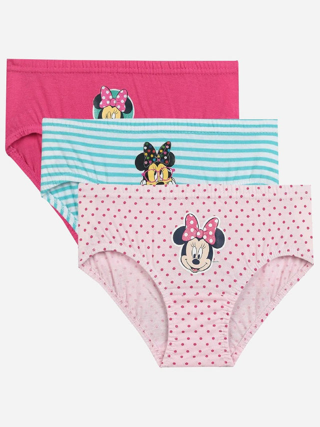 Girls Minnie & Friends 100% Cotton Panty Inner Elastic Pack of 3 - Bodycare